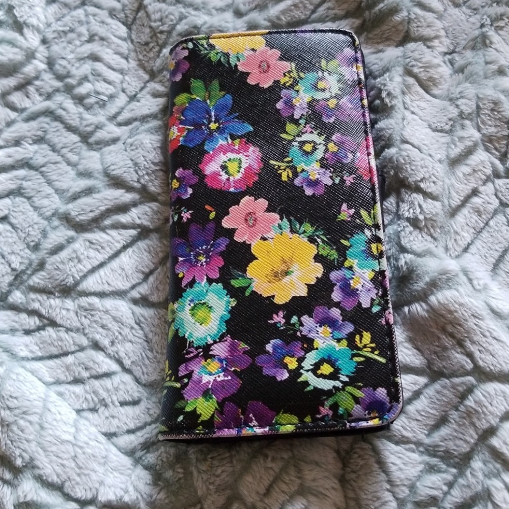 Black floral wallet